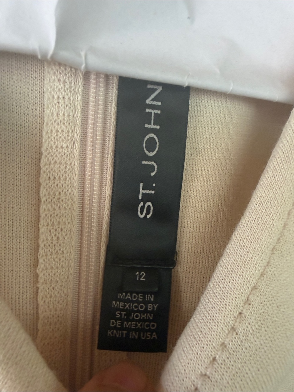 St. John Cream & Black Short Sleeve Colorblock Dress with Pink and Red Stripes - Picture 2 of 10